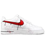 [Custom Chinese-style red hook ink-wash painting]  Air Force 1 Skateboarding Shoes Men Low-top Black/Red - Image 2