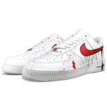[Custom Chinese-style red hook ink-wash painting]  Air Force 1 Skateboarding Shoes Men Low-top Black/Red - Image 3