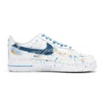 [Custom Blue daisies]  Air Force 1 Skateboard Shoes Men Low-Top White - Image 2