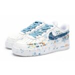 [Custom Blue daisies]  Air Force 1 Skateboard Shoes Men Low-Top White - Image 3