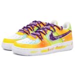[Custom Acid Cosmos]  Air Force 1 Skateboard Shoes Unisex Low-Top White/Orange/Purple - Image 3
