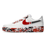 [Custom Red and black ink splashing]  Air Force 1 Skateboarding Shoes Men Low-top Black/Red/White
