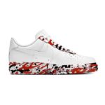 [Custom Red and black ink splashing]  Air Force 1 Skateboarding Shoes Men Low-top Black/Red/White - Image 2