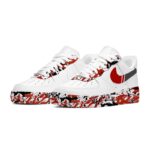 [Custom Red and black ink splashing]  Air Force 1 Skateboarding Shoes Men Low-top Black/Red/White - Image 3