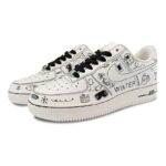 [Custom Men's graffiti warm winter white and black]  Air Force 1 Skateboarding Shoes Men - Image 3