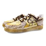 [Custom The men's classic is yellow and brown]  Air Force 1 Skateboarding Shoes Men Low-top Brown - Image 3