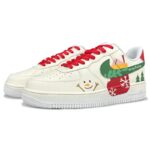 [Custom Men's Christmas greetings]  Air Force 1 Skateboarding Shoes Men Low-top Red/green/beige - Image 3
