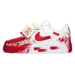 [Custom AF Chainsaw Horror]  Air Force 1 Skateboard Shoes Unisex Low-Top White/Red - Image 2