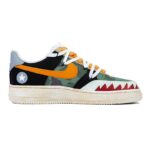 [Custom Men's military green camouflage deconstructed wind shoelaces]  Air Force 1 Skateboarding Shoes Men Low-top White - Image 2