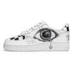 [Custom Male eye checkered black and white]  Air Force 1 Skateboarding Shoes Men Low-top Black/White