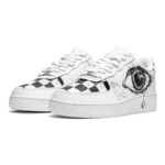 [Custom Male eye checkered black and white]  Air Force 1 Skateboarding Shoes Men Low-top Black/White - Image 3