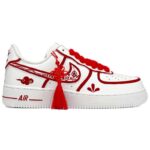 [Custom Men's and women's paper-cut national trend]  Air Force 1 Low-Top Skateboard Shoes Unisex Red White - Image 2