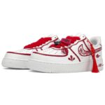 [Custom Men's and women's paper-cut national trend]  Air Force 1 Low-Top Skateboard Shoes Unisex Red White - Image 4