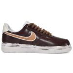 [Custom Chocolate heart bears for both men and women]  Air Force 1 Skateboard Shoes Unisex Low-Top White/Brown/Red - Image 2
