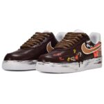 [Custom Chocolate heart bears for both men and women]  Air Force 1 Skateboard Shoes Unisex Low-Top White/Brown/Red - Image 3