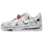 [Custom Men's cappuccino in gray and white]  Air Force 1 Skateboarding Shoes Men Low-top Gray/White