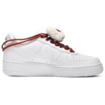 [Custom Men's Chinese-style fringed lion dance in red and white]  Air Force 1 Skateboarding Shoes Men Low-top Red And White - Image 2