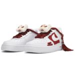 [Custom Men's Chinese-style fringed lion dance in red and white]  Air Force 1 Skateboarding Shoes Men Low-top Red And White - Image 4