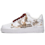 [Custom Men's vintage old newspaper in white and brown]  Air Force 1 Skateboarding Shoes Men Low-top Light Khaki - Image 2