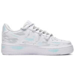 [Custom Men's little love story in gray, white and blue]  Air Force 1 Skateboarding Shoes Men Low-top Gray/White/Blue - Image 2