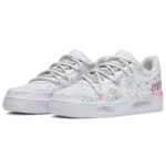 [Custom Men's little love story in gray, white and blue]  Air Force 1 Skateboarding Shoes Men Low-top Gray/White/Blue - Image 3