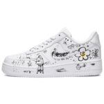 [Custom The male smiling little flower is in black and white]  Air Force 1 Skateboarding Shoes Men Low-top Black/White