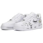 [Custom The male smiling little flower is in black and white]  Air Force 1 Skateboarding Shoes Men Low-top Black/White - Image 3