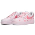 [Custom Men's pink roses]  Air Force 1 Skateboarding Shoes Men Low-top Pink And Blue - Image 3