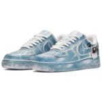 [Custom Men's Baikal Lake blue and black]  Air Force 1 Skateboarding Shoes Men Low-top Blue/Black - Image 3