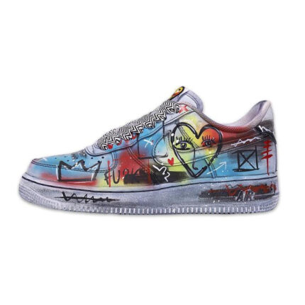 [Custom Men's artistic graffiti in grey]  Air Force 1 Skateboarding Shoes Men Low-top Gray