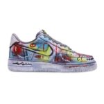 [Custom Men's artistic graffiti in grey]  Air Force 1 Skateboarding Shoes Men Low-top Gray - Image 2