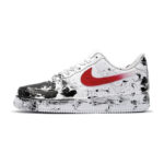[Custom Black Venom L Black Red 3B24]  Air Force 1 Skateboarding Shoes Men Low-top Black/Varsity Red/White/Metallic Silver