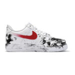 [Custom Black Venom L Black Red 3B24]  Air Force 1 Skateboarding Shoes Men Low-top Black/Varsity Red/White/Metallic Silver - Image 2