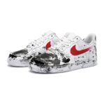 [Custom Black Venom L Black Red 3B24]  Air Force 1 Skateboarding Shoes Men Low-top Black/Varsity Red/White/Metallic Silver - Image 3