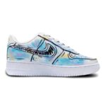 [Custom Men's and women's 2D cotton candy graffiti]  Air Force 1 Skateboarding Shoes Unisex Low-top White/Royal Blue/Fern Green - Image 2