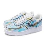 [Custom Men's and women's 2D cotton candy graffiti]  Air Force 1 Skateboarding Shoes Unisex Low-top White/Royal Blue/Fern Green - Image 3