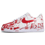 [Custom The crime scene is red and white]  Air Force 1 Skateboard Shoes Unisex Low-Top Red White - Image 2