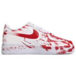 [Custom The crime scene is red and white]  Air Force 1 Skateboard Shoes Unisex Low-Top Red White - Image 4
