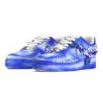 [Custom Men's Klein blue]  Air Force 1 Skateboarding Shoes Men Low-top White/Royal Blue/Fern Green - Image 3