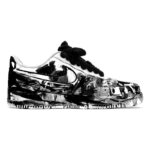 [Custom Men's style in black, white and grey with ink charm]  Air Force 1 Skateboarding Shoes Men Low-top Black/white/gray - Image 3