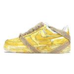 [Custom Men's tie-dyed aged yellow]  Air Force 1 Skateboarding Shoes Men Low-top Yellow