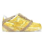 [Custom Men's tie-dyed aged yellow]  Air Force 1 Skateboarding Shoes Men Low-top Yellow - Image 3