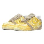 [Custom Men's tie-dyed aged yellow]  Air Force 1 Skateboarding Shoes Men Low-top Yellow - Image 5