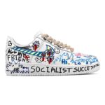 [Custom Men's street graffiti in GD color]  Air Force 1 Skateboarding Shoes Men Low-top White/Blue/Black - Image 2
