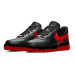 [Custom Black Chili Peppers]  Air Force 1 Skateboarding Shoes Men Low-top Red/Black - Image 2