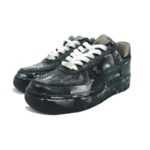 [Custom Men's style with aged scratches in black]  Air Force 1 Skateboarding Shoes Men Low-top Black - Image 2
