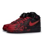 [Custom Male and female Interstellar Flow Light Red]  Air Force 1 Skateboard Shoes Unisex Mid-Top Red - Image 3