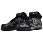 [Custom The male and female versions of SNAKE]  Air Force 1 Skateboard Shoes Unisex High-Top Black White - Image 3