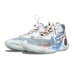 [Custom "Blazing flame"]  KD Trey 5 IX Basketball Shoes Unisex Mid-Top Gray/Orange/Blue - Image 3