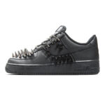 [Custom Pure black punk rivets]  Air Force 1 Skateboarding Shoes Low-top Black